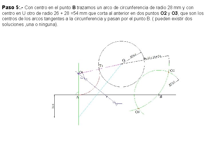 Paso 5: . - Con centro en el punto B trazamos un arco de