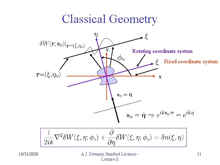 Classical Geometry y Rotating coordinate system Fixed coordinate system x 10/31/2020 A. J. Devaney