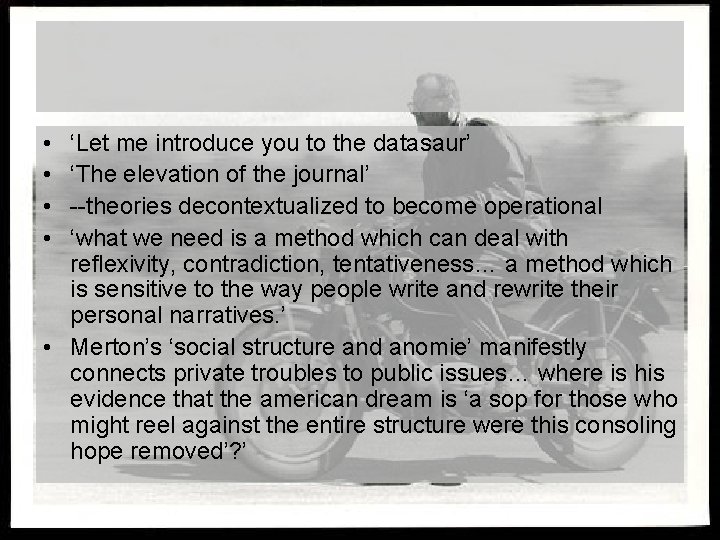 • • ‘Let me introduce you to the datasaur’ ‘The elevation of the • • ‘Let me introduce you to the datasaur’ ‘The elevation of the