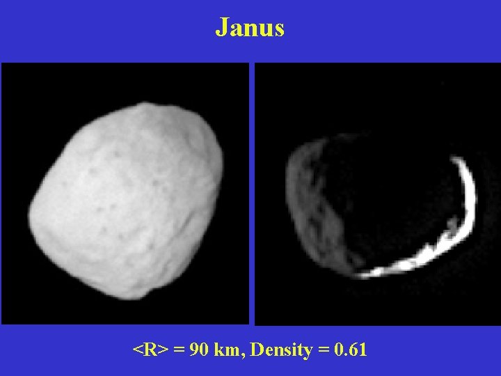 Janus <R> = 90 km, Density = 0. 61 