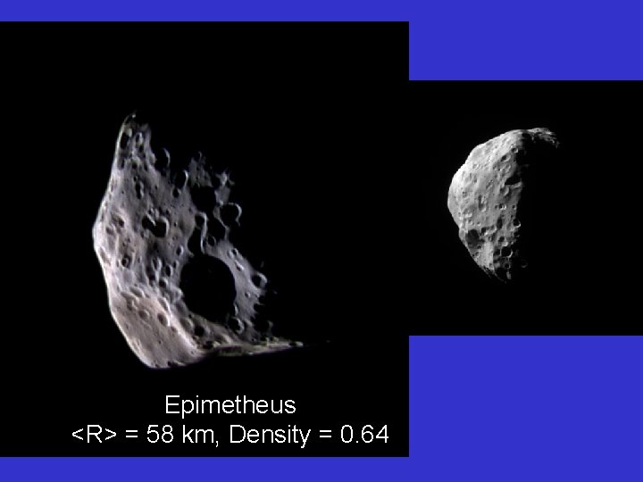 Epimetheus <R> = 58 km, Density = 0. 64 