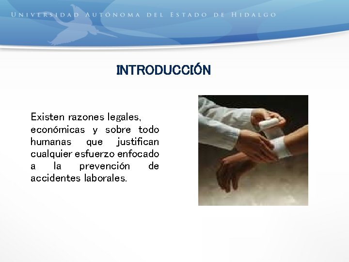 INTRODUCCIÓN Existen razones legales, económicas y sobre todo humanas que justifican cualquier esfuerzo enfocado