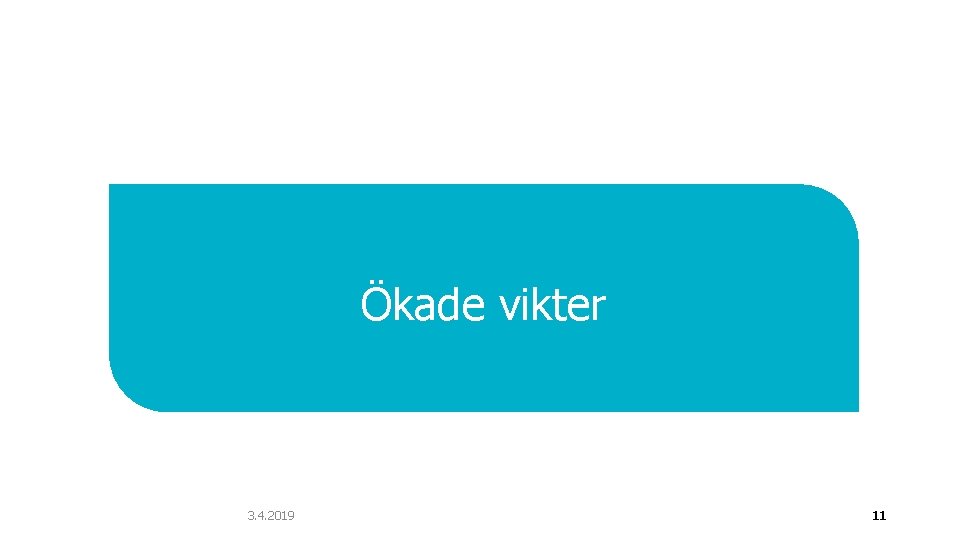 Ökade vikter 3. 4. 2019 11 