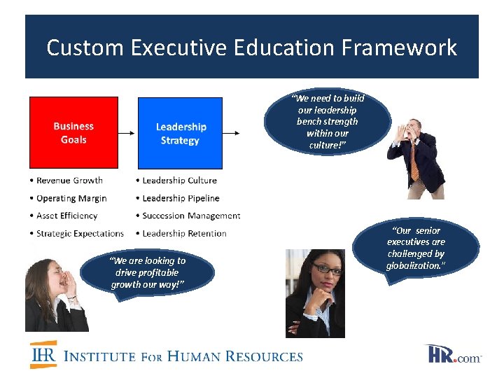 Custom Executive Education Framework “We need to build our leadership bench strength within our Custom Executive Education Framework “We need to build our leadership bench strength within our