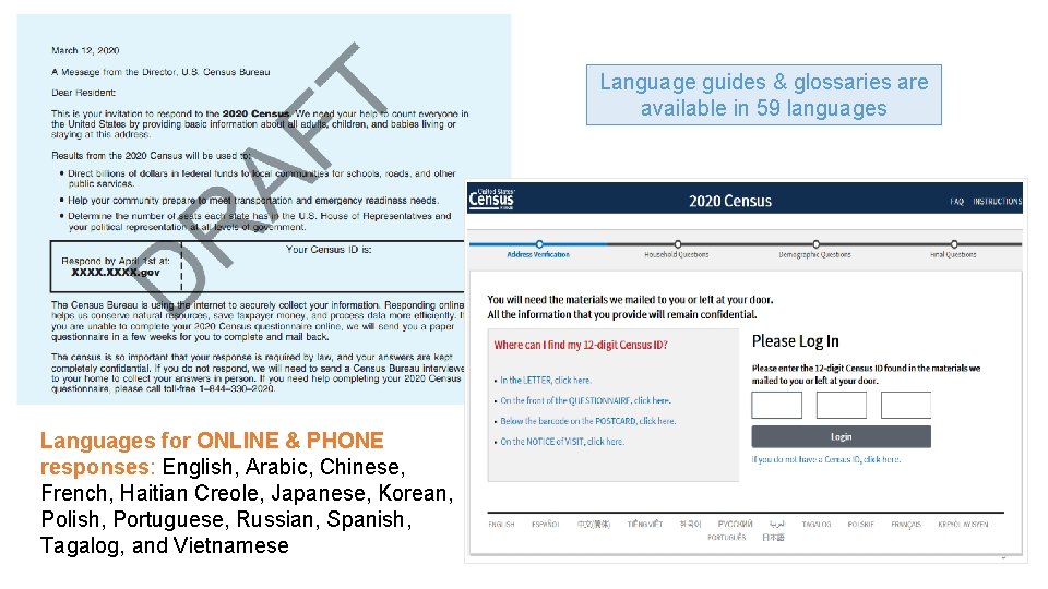 Language guides & glossaries are available in 59 languages Languages for ONLINE & PHONE