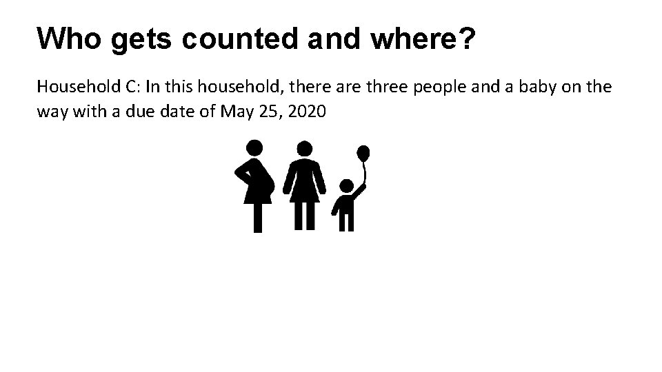 Who gets counted and where? Household C: In this household, there are three people