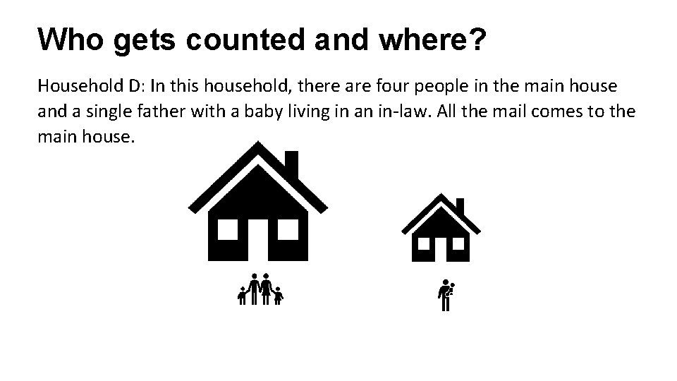 Who gets counted and where? Household D: In this household, there are four people