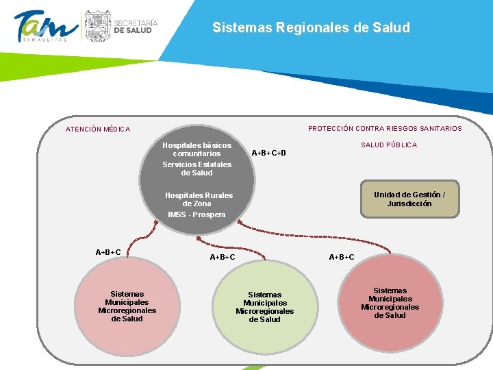 Sistemas Regionales de Salud PROTECCIÓN CONTRA RIESGOS SANITARIOS ATENCIÓN MÉDICA Hospitales básicos comunitarios Servicios