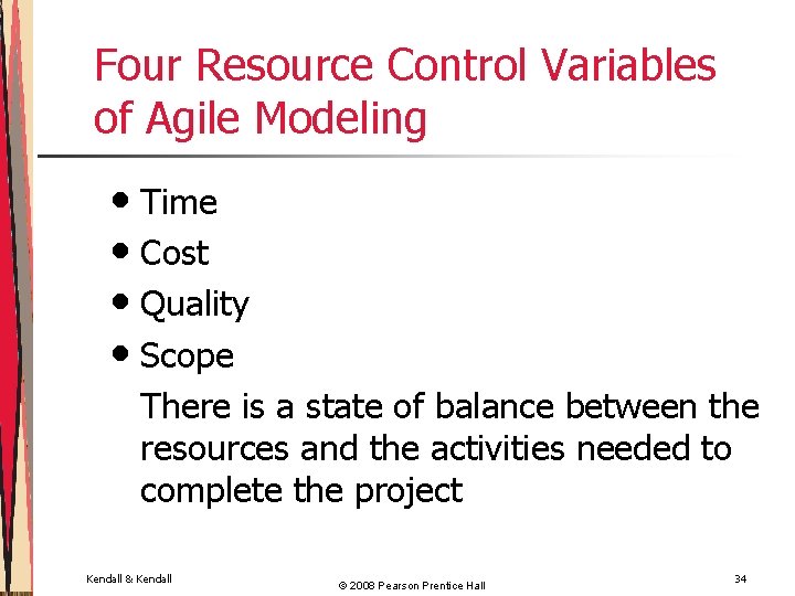 Four Resource Control Variables of Agile Modeling • Time • Cost • Quality •