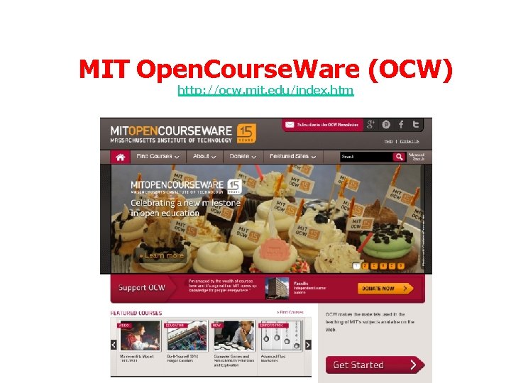MIT Open. Course. Ware (OCW) http: //ocw. mit. edu/index. htm MIT Open. Course. Ware (OCW) http: //ocw. mit. edu/index. htm