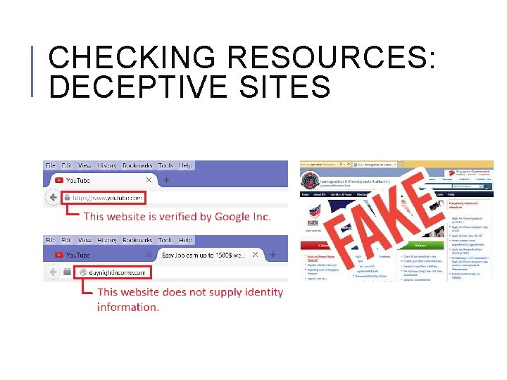 CHECKING RESOURCES: DECEPTIVE SITES 