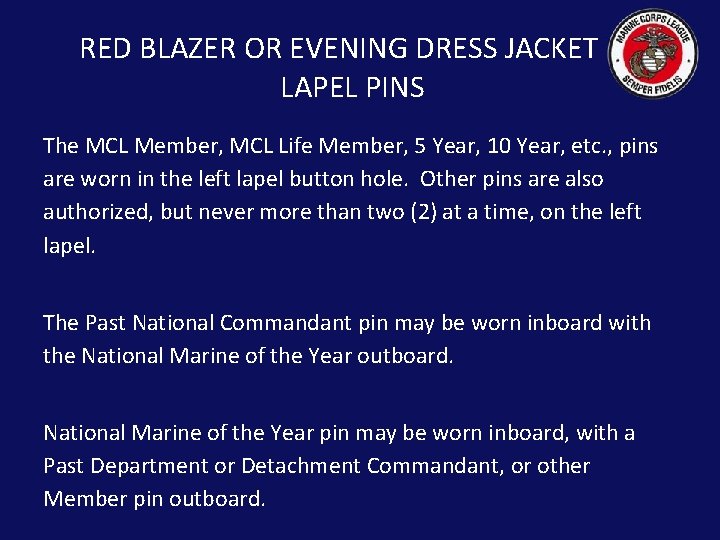 RED BLAZER OR EVENING DRESS JACKET LAPEL PINS The MCL Member, MCL Life Member,