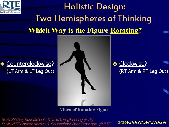 Holistic Design: Two Hemispheres of Thinking Which Way is the Figure Rotating? Counterclockwise? Clockwise?