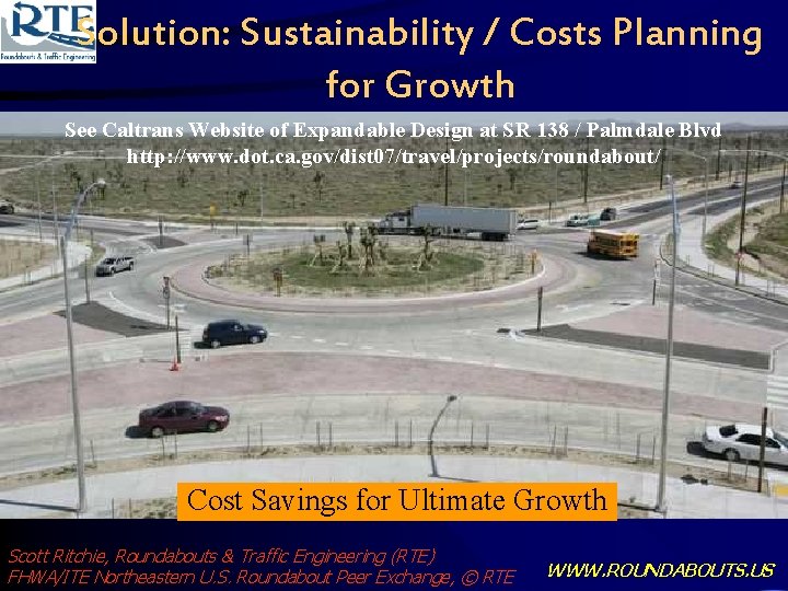 Solution: Sustainability / Costs Planning for Growth See Caltrans Website of Expandable Design at