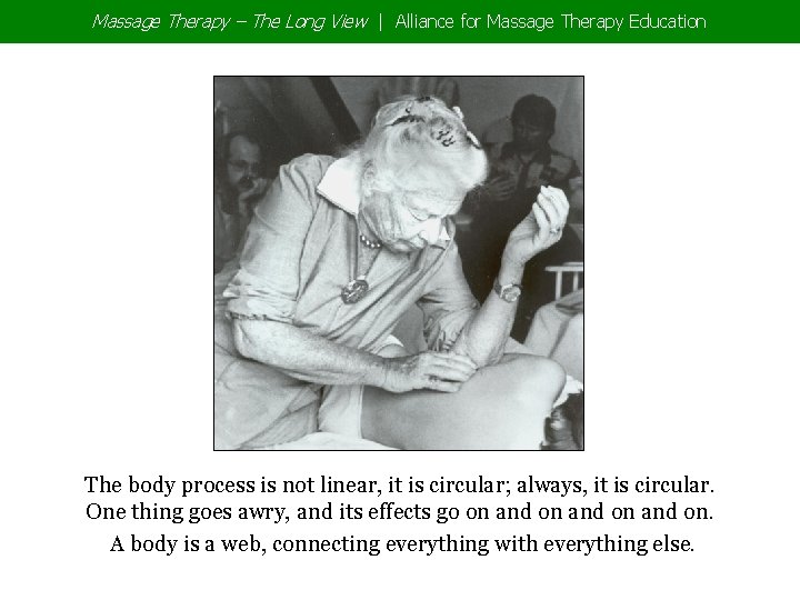 Massage Therapy – The Long View | Alliance for Massage Therapy Education The body