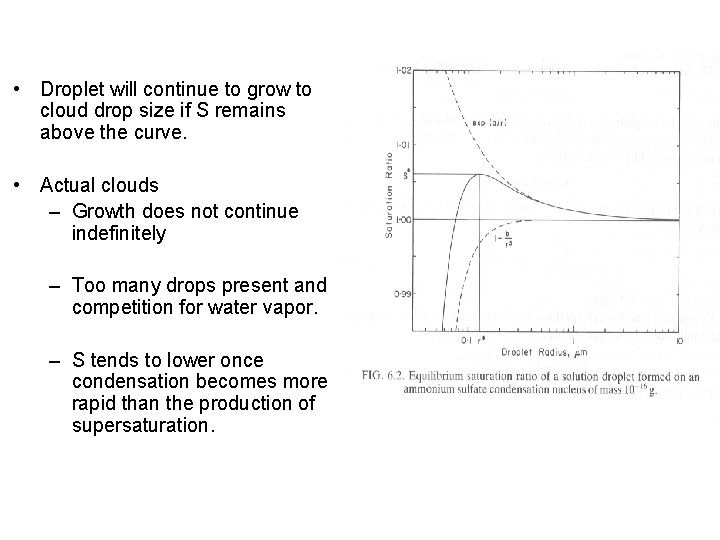 • Droplet will continue to grow to cloud drop size if S remains • Droplet will continue to grow to cloud drop size if S remains