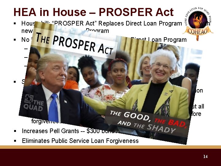 HEA in House – PROSPER Act House bill: “PROSPER Act” Replaces Direct Loan Program