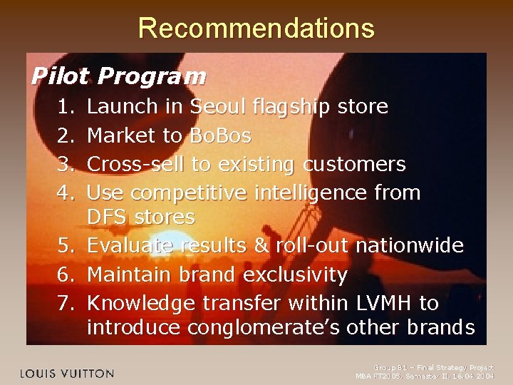 Recommendations Pilot Program 1. 2. 3. 4. 5. 6. 7. Launch in Seoul flagship