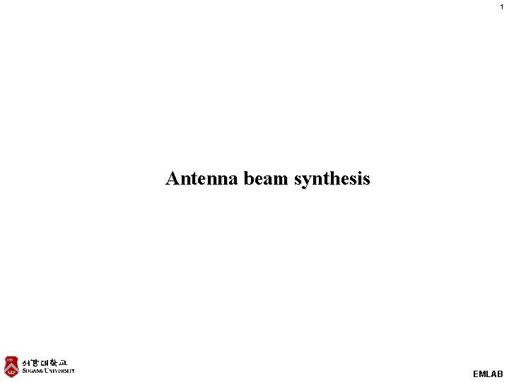 1 Antenna beam synthesis EMLAB 