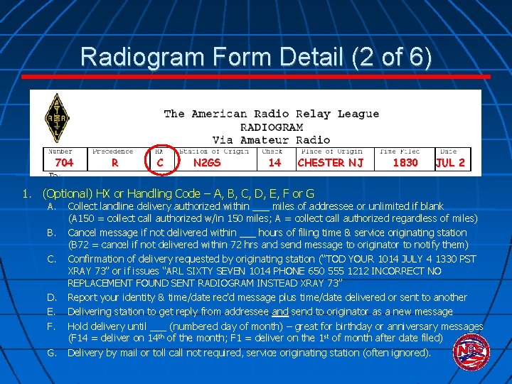 Radiogram Form Detail (2 of 6) 704 R C N 2 GS 14 CHESTER