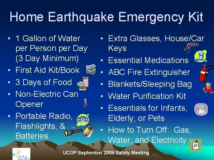 Home Earthquake Emergency Kit • 1 Gallon of Water per Person per Day (3