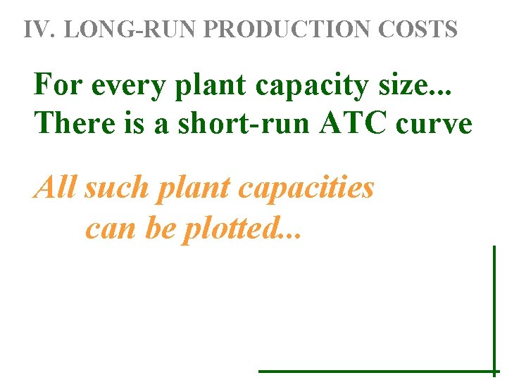 IV. LONG-RUN PRODUCTION COSTS For every plant capacity size. . . There is a