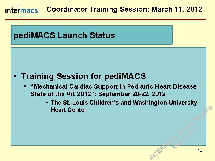 Coordinator Training Session: March 11, 2012 pedi. MACS Launch Status § Training Session for