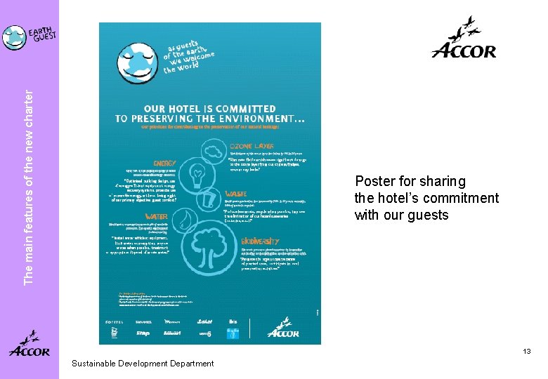 The main features of the new charter Poster for sharing the hotel’s commitment with