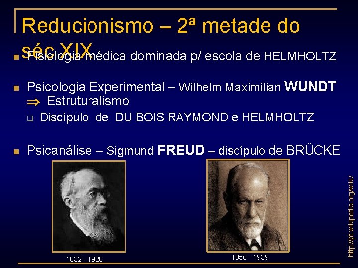 Reducionismo – 2ª metade do XIXmédica dominada p/ escola de HELMHOLTZ n séc Fisiologia