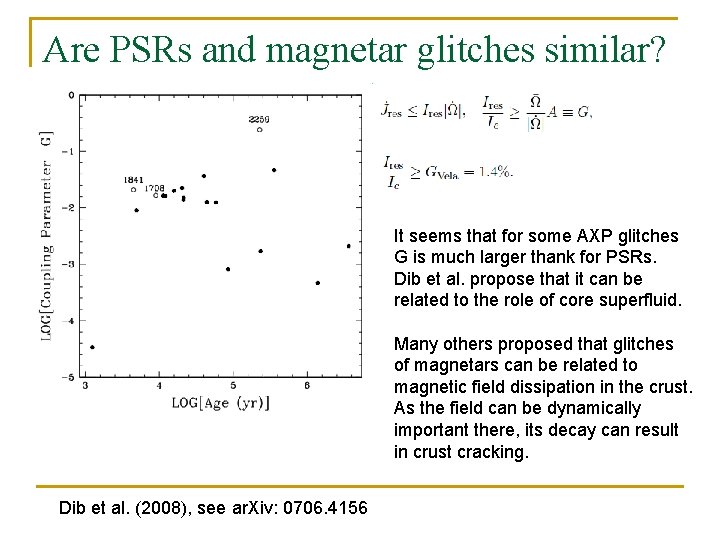 Are PSRs and magnetar glitches similar? It seems that for some AXP glitches G