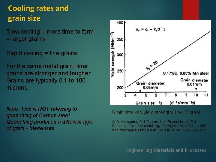 Cooling rates and grain size Slow cooling = more time to form = larger