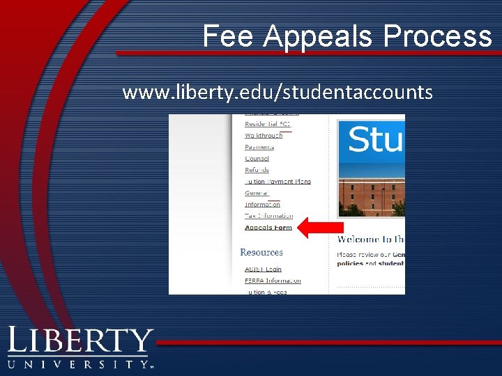 Fee Appeals Process www. liberty. edu/studentaccounts 