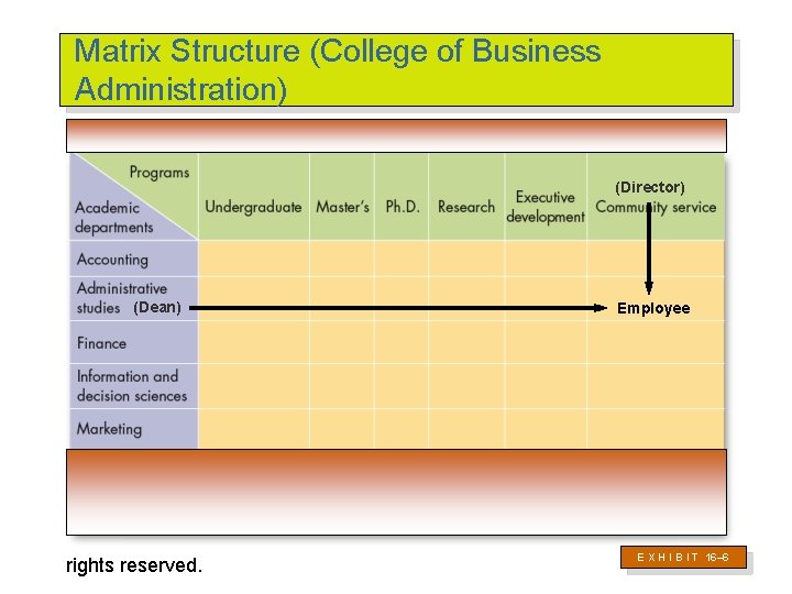 Matrix Structure (College of Business Administration) (Director) (Dean) © 2007 Prentice Hall Inc. All