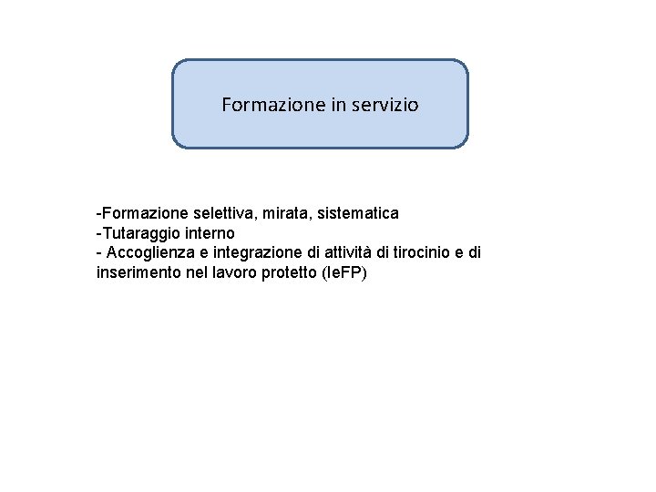 Formazione in servizio -Formazione selettiva, mirata, sistematica -Tutaraggio interno - Accoglienza e integrazione di Formazione in servizio -Formazione selettiva, mirata, sistematica -Tutaraggio interno - Accoglienza e integrazione di