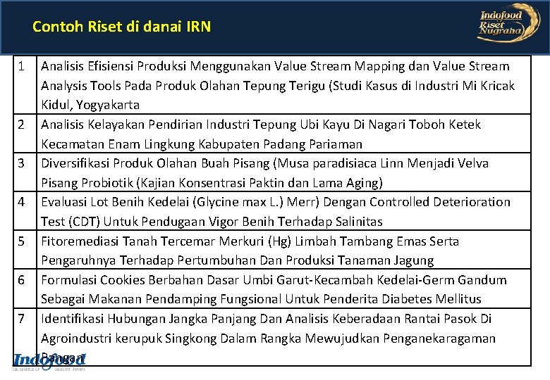 Contoh Riset di danai IRN 1 2 3 4 5 6 7 Analisis Efisiensi Contoh Riset di danai IRN 1 2 3 4 5 6 7 Analisis Efisiensi
