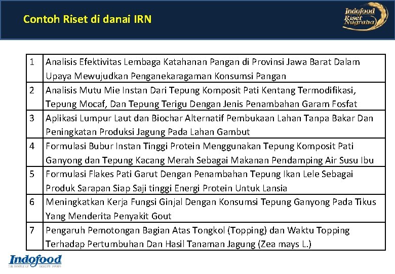 Contoh Riset di danai IRN 1 Analisis Efektivitas Lembaga Katahanan Pangan di Provinsi Jawa Contoh Riset di danai IRN 1 Analisis Efektivitas Lembaga Katahanan Pangan di Provinsi Jawa
