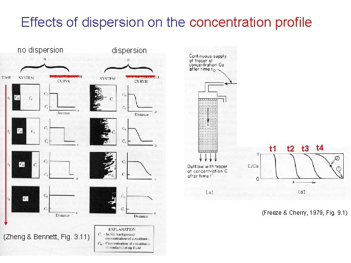 Effects of dispersion on the concentration profile no dispersion t 1 t 2 t