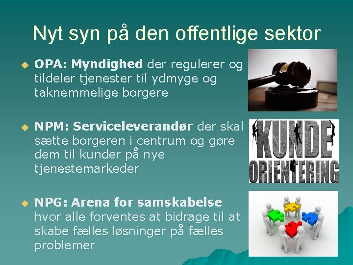 Nyt syn på den offentlige sektor u OPA: Myndighed der regulerer og tildeler tjenester