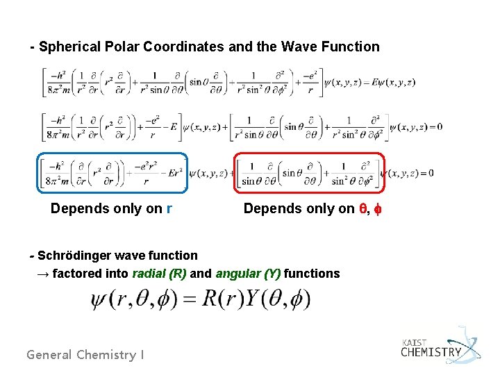 - Spherical Polar Coordinates and the Wave Function Depends only on r Depends only