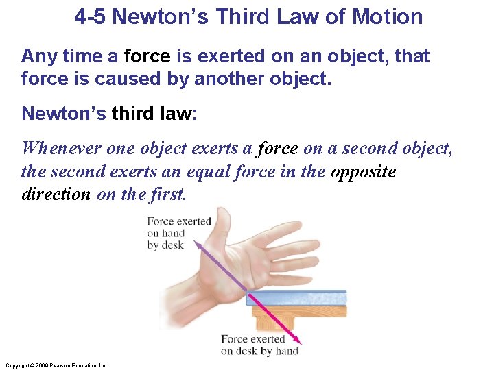 4 -5 Newton’s Third Law of Motion Any time a force is exerted on