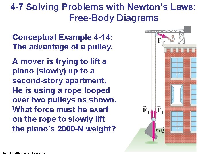 4 -7 Solving Problems with Newton’s Laws: Free-Body Diagrams Conceptual Example 4 -14: The