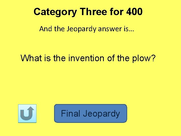 Category Three for 400 And the Jeopardy answer is… What is the invention of