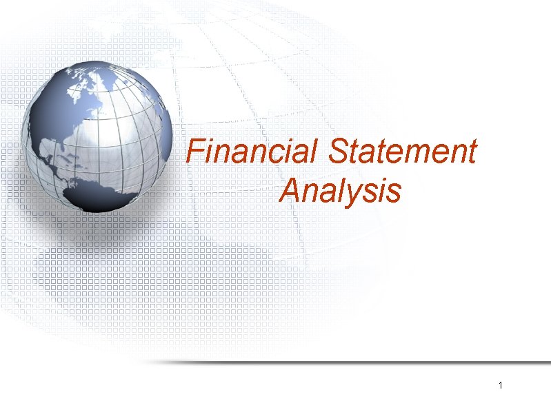 Financial Statement Analysis 1 