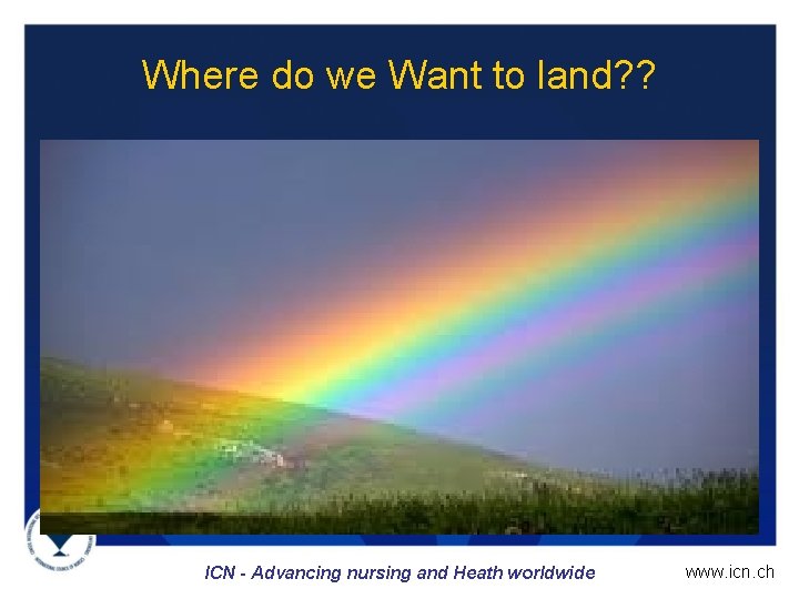 Where do we Want to land? ? ICN - Advancing nursing and Heath worldwide