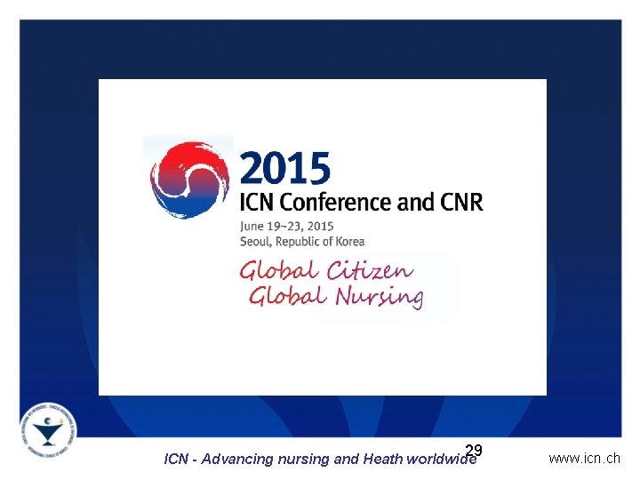 29 ICN - Advancing nursing and Heath worldwide www. icn. ch 