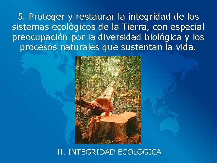 5. Proteger y restaurar la integridad de los sistemas ecológicos de la Tierra, con