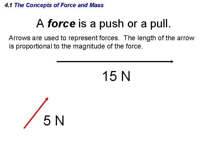 4. 1 The Concepts of Force and Mass A force is a push or
