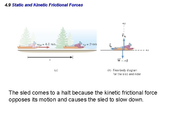 4. 9 Static and Kinetic Frictional Forces The sled comes to a halt because