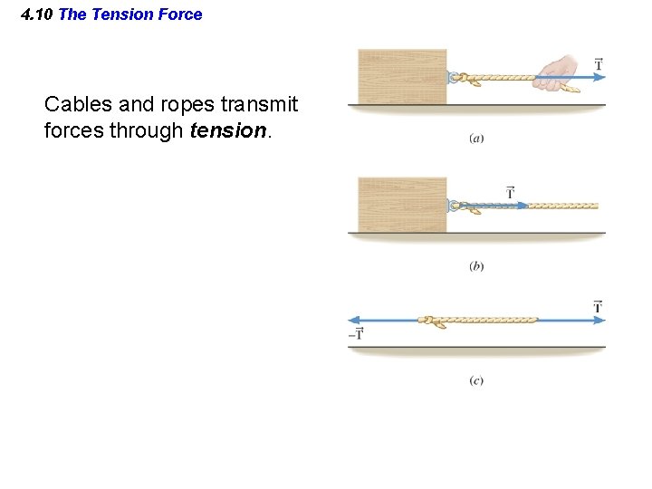 4. 10 The Tension Force Cables and ropes transmit forces through tension. 