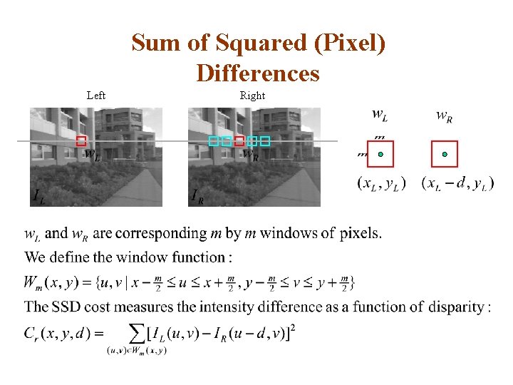 Sum of Squared (Pixel) Differences Left Right 